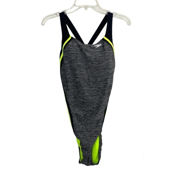 Speedo One Piece Swimsuit Creora Highclo Quantum Splice Heather Radiance - Picture 1 of 10
